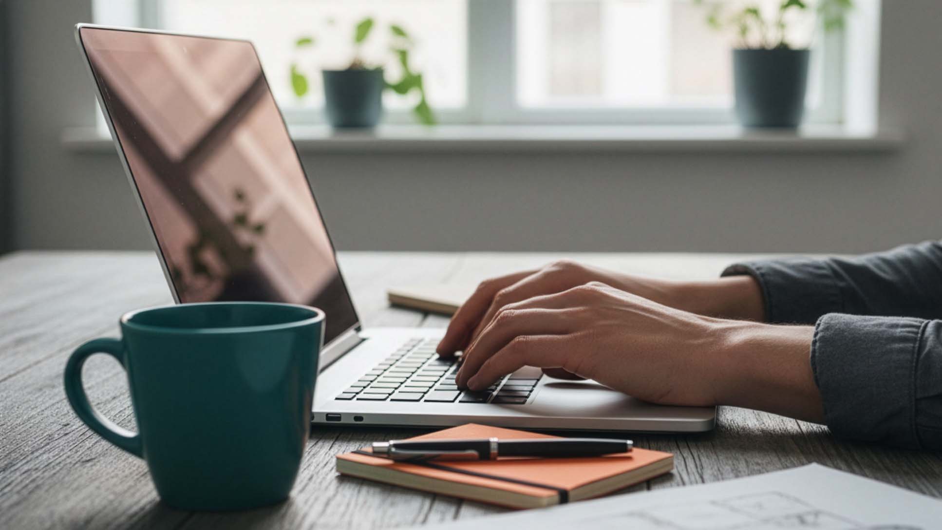 Person entering chatGPT prompts into a laptop sat at a desk